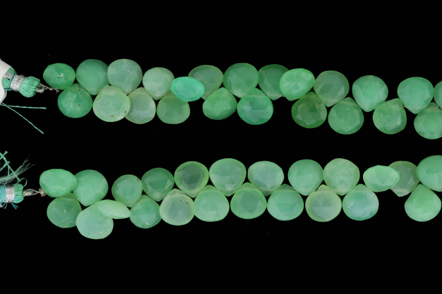 Apple Green Chrysoprase 10mm Faceted Heart Shaped Briolettes