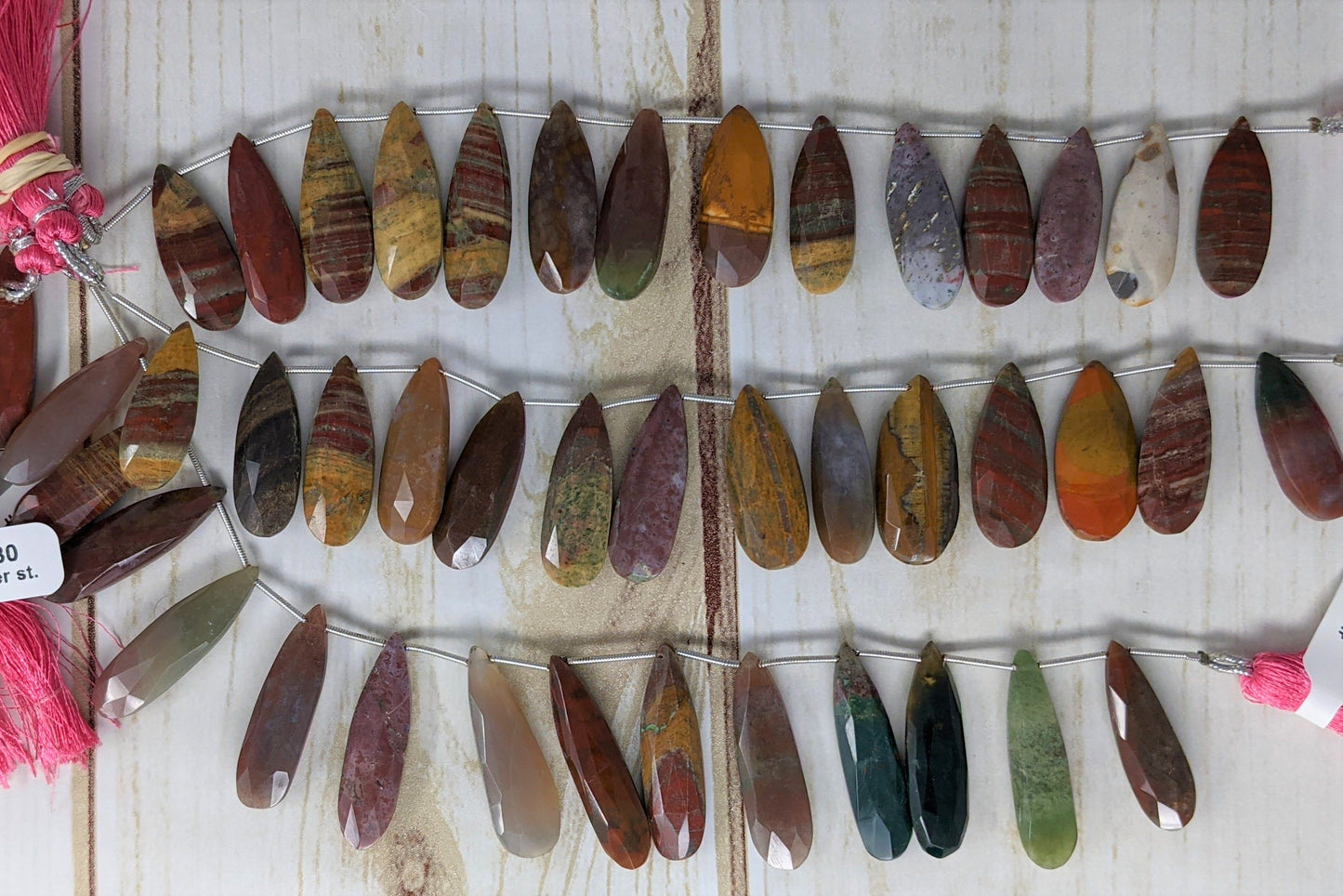 Indian Agate 25x9 Faceted Pear Shaped Briolettes