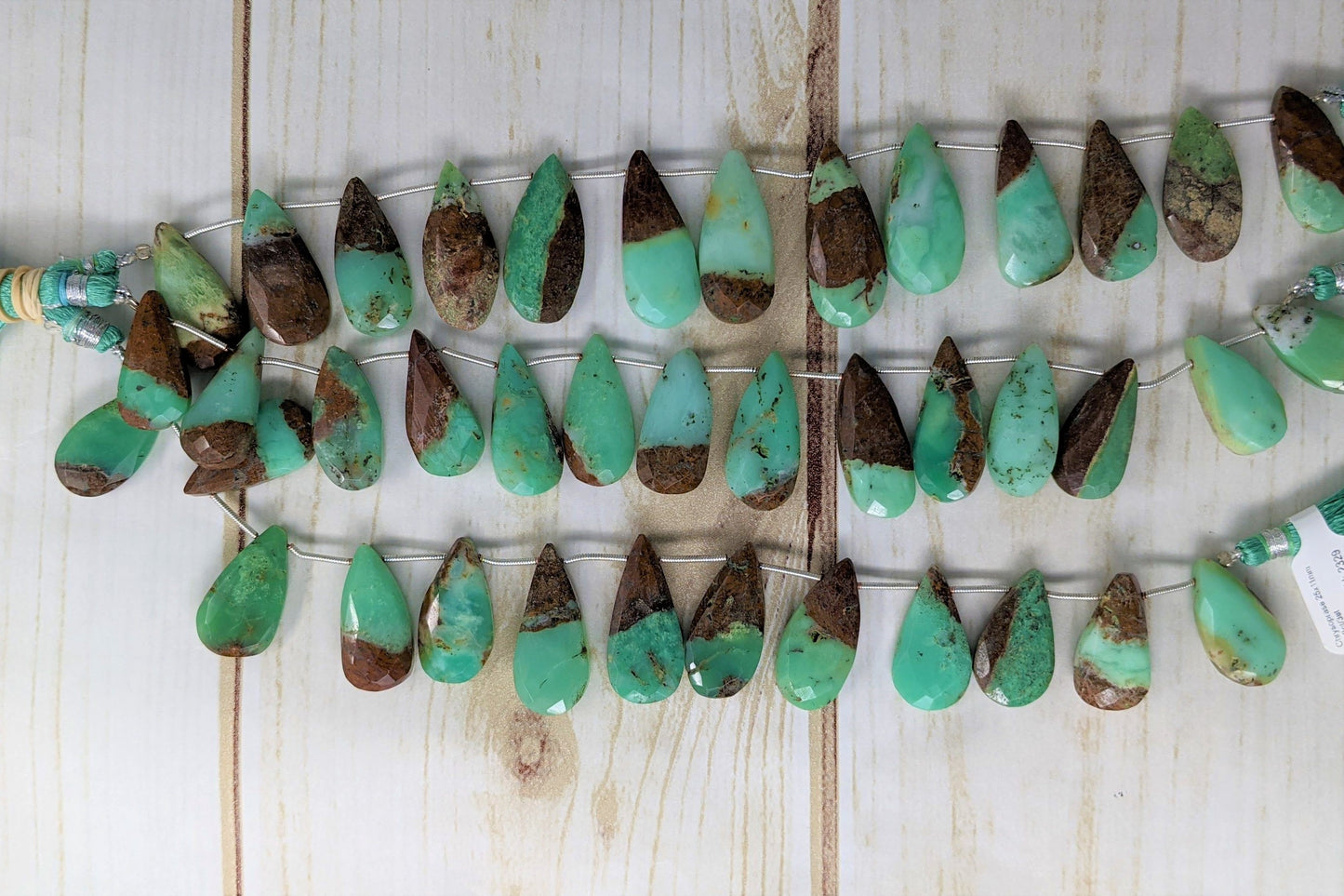 Bi Color Chrysorpase 25x11mm Faceted Pear Shaped Briolettes
