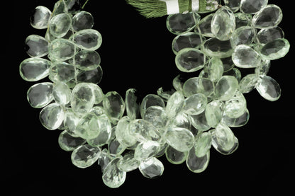 Green Amethyst 14x9mm Faceted Pear Shaped Briolettes