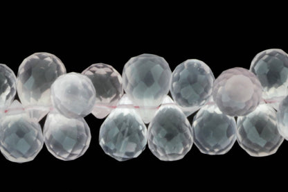 Pink Rose Quartz 9x6mm Faceted Teardrop Briolettes