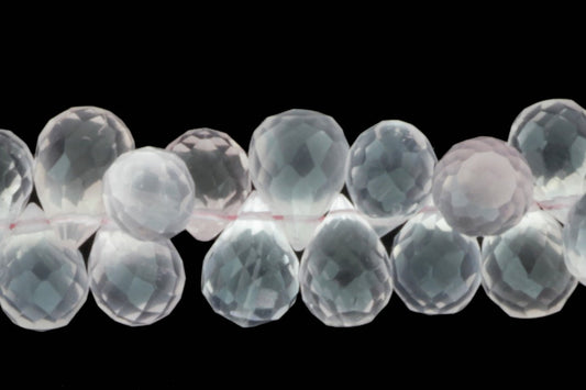 Pink Rose Quartz 9x6mm Faceted Teardrop Briolettes