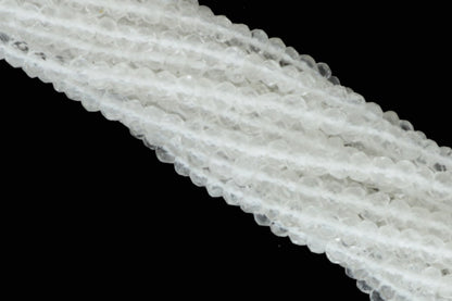 Clear Rock Crystal Quartz 3mm Faceted Rondelles