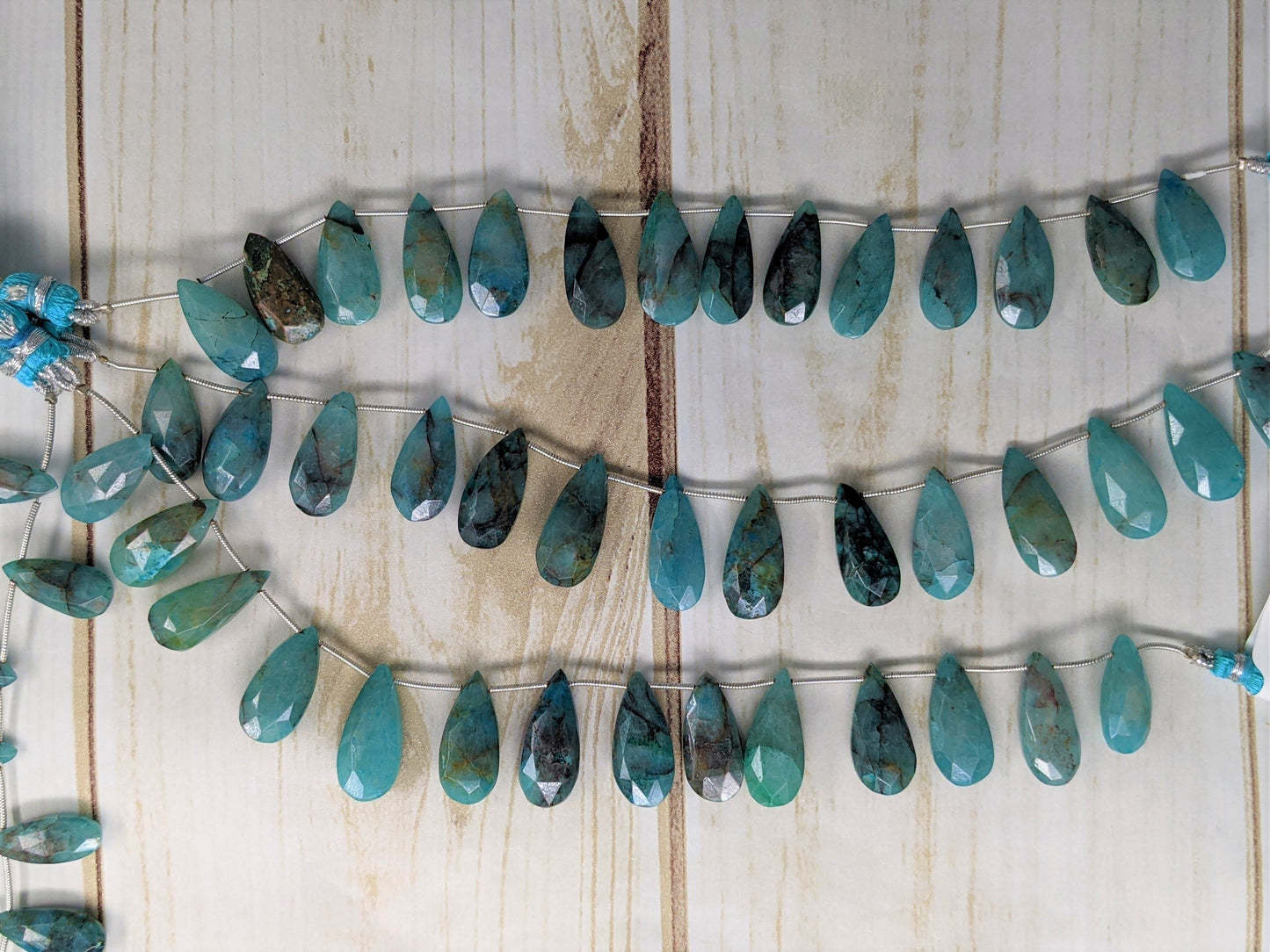 Blue Green Chrysocolla 18x10mm Faceted Pear Shaped Briolettes