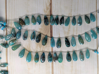 Blue Green Chrysocolla 18x10mm Faceted Pear Shaped Briolettes