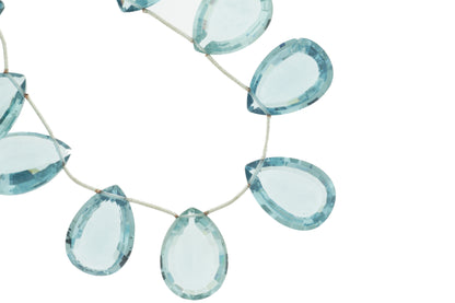 Aqua Blue Hydro Quartz 25x18mm Faceted Pear Shaped Briolettes