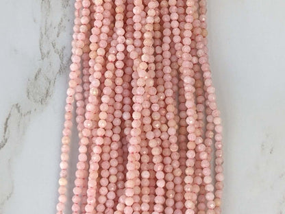 Pink Opal 2mm Faceted Rounds Bead Strand