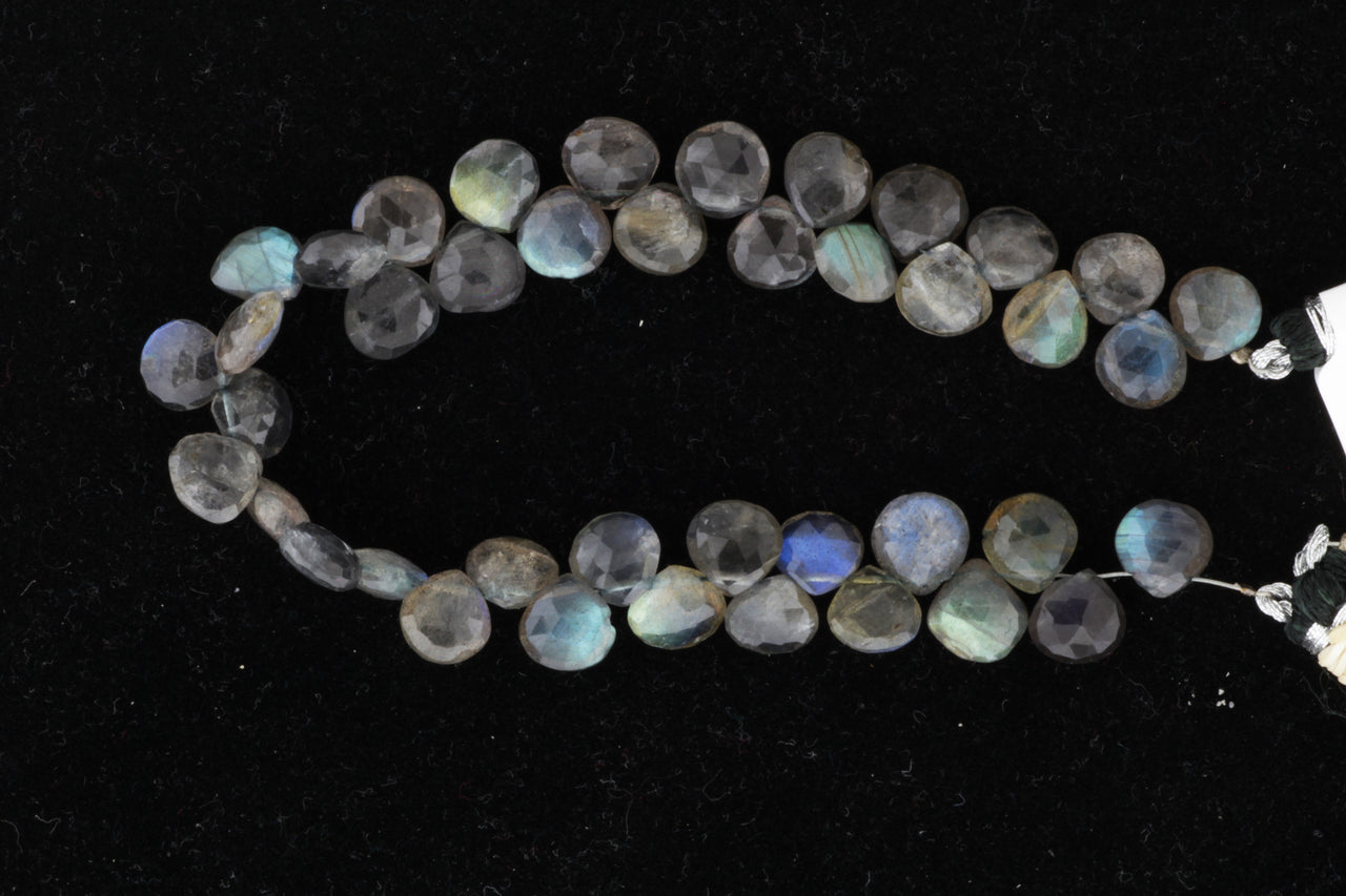 Blue Labradorite 8mm Faceted Heart Shaped Briolettes