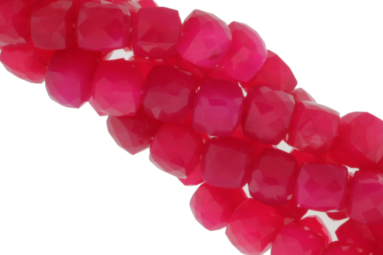 Light Hot Pink Chalcedony 6mm Faceted Cubes
