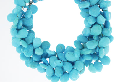 Natural Blue Turquoise 12x8mm Faceted Pear Shaped Briolettes