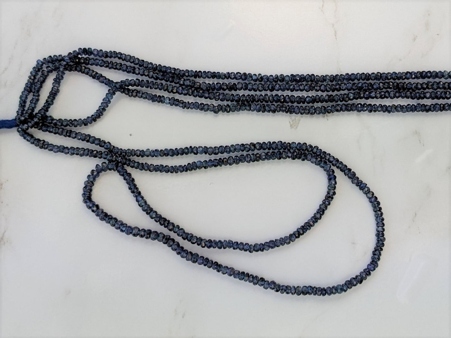 Navy Blue Sapphire 2.5mm Faceted Rondelles
