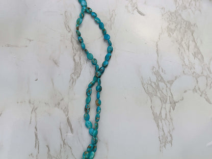 Natural Blue and Black Turquoise 6x4mm Smooth Ovals