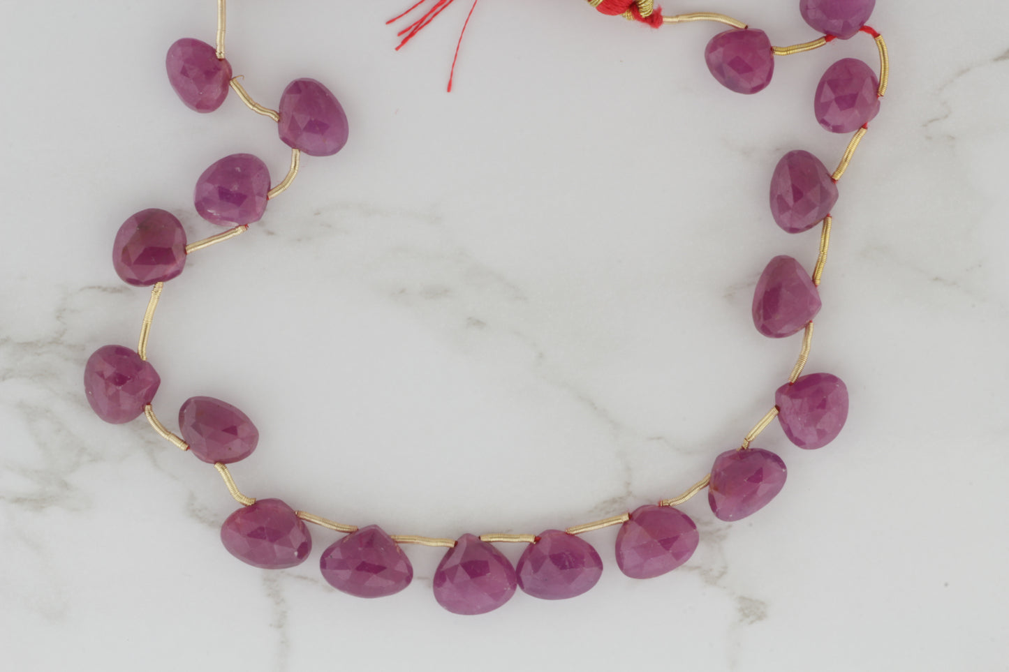 Red Ruby 8mm Faceted Heart Shaped Briolettes