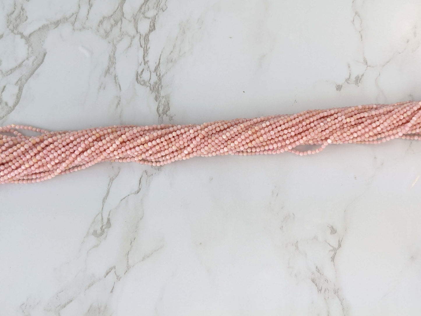 Pink Opal 2mm Faceted Rounds Bead Strand