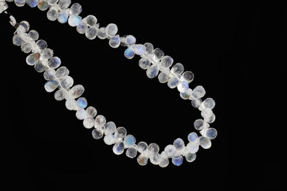 AA Blue Rainbow Moonstone 6x4mm Faceted Teardrop Briolettes
