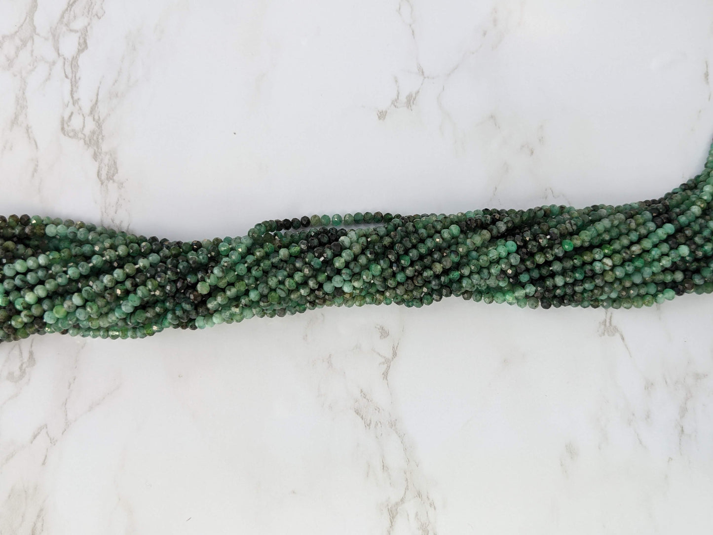 Ombre Sakoda Emerald 3.5mm Faceted Rondelles