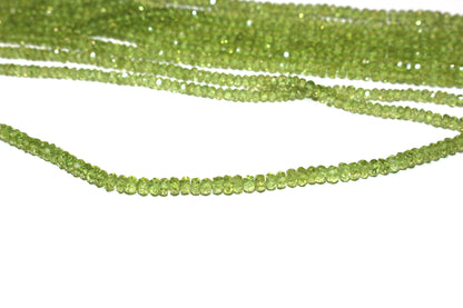 Green Peridot 4mm Faceted Rondelles