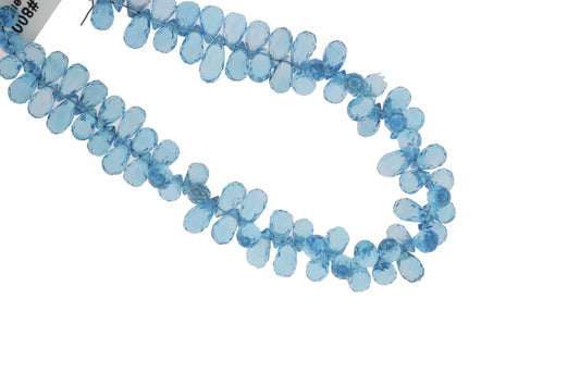 Swiss Blue Topaz 8x5mm Faceted Teardrop Briolettes Bead Strand
