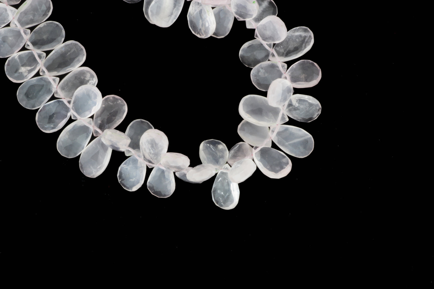 Pink Rose Quartz 10x6mm Faceted Pear Shaped Briolettes