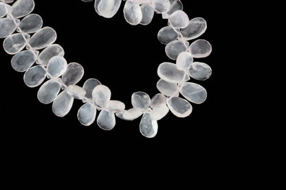 Pink Rose Quartz 10x6mm Faceted Pear Shaped Briolettes