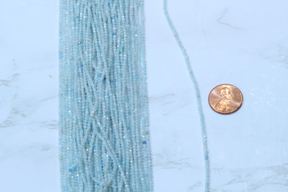 Blue Milky Aquamarine 2mm Faceted Rounds