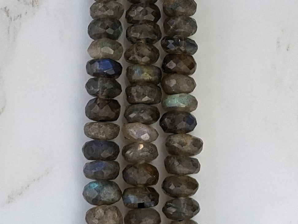 Blue Labradorite 7mm Faceted Rondelles