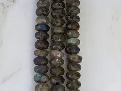 Blue Labradorite 7mm Faceted Rondelles