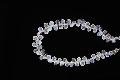 AA Blue Rainbow Moonstone 5x3mm Faceted Pear Shaped Briolettes