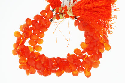 Orange Carnelian 8x6mm Faceted Pear Shaped Briolettes