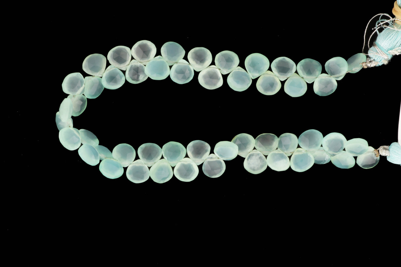 Aqua Chalcedony 6mm Faceted Heart Shaped Briolettes