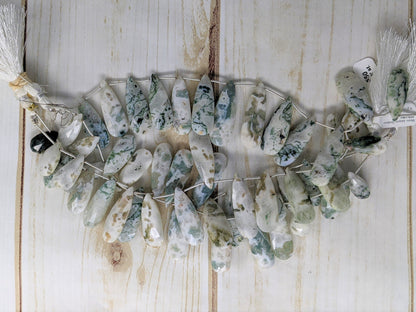 Moss Jasper 20x8mm Faceted Pear Shaped Briolettes