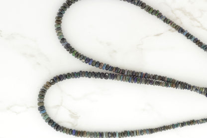 Black Ethiopian Opal 3mm Faceted Rondelles