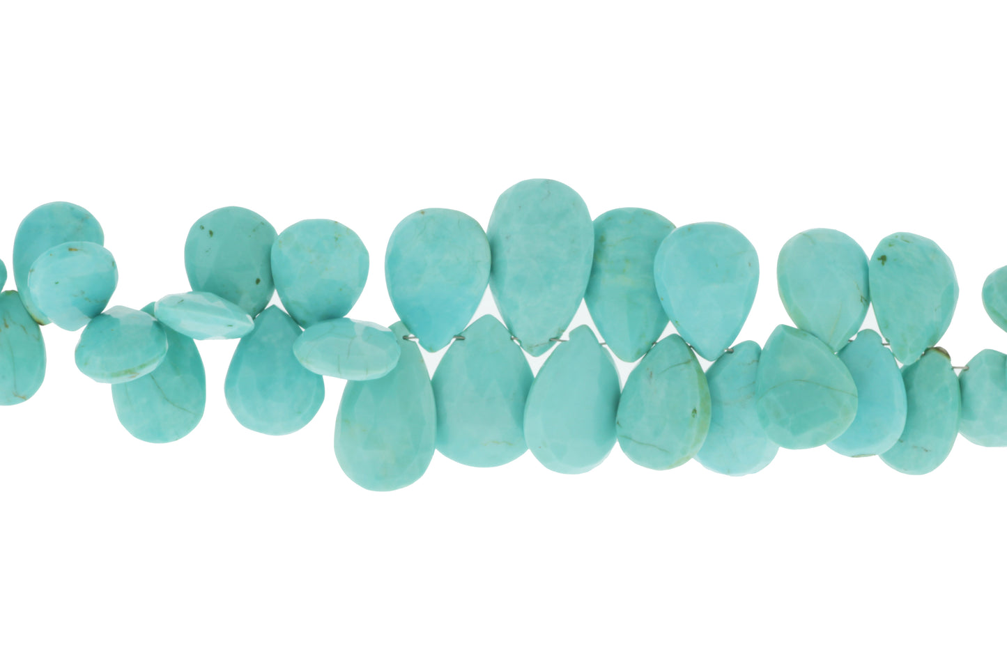 Natural Blue Turquoise 15x12mm Faceted Pear Shaped Briolettes