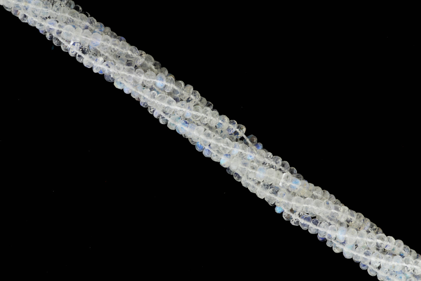 AAA Blue Rainbow Moonstone 4.5mm Faceted Rondelles