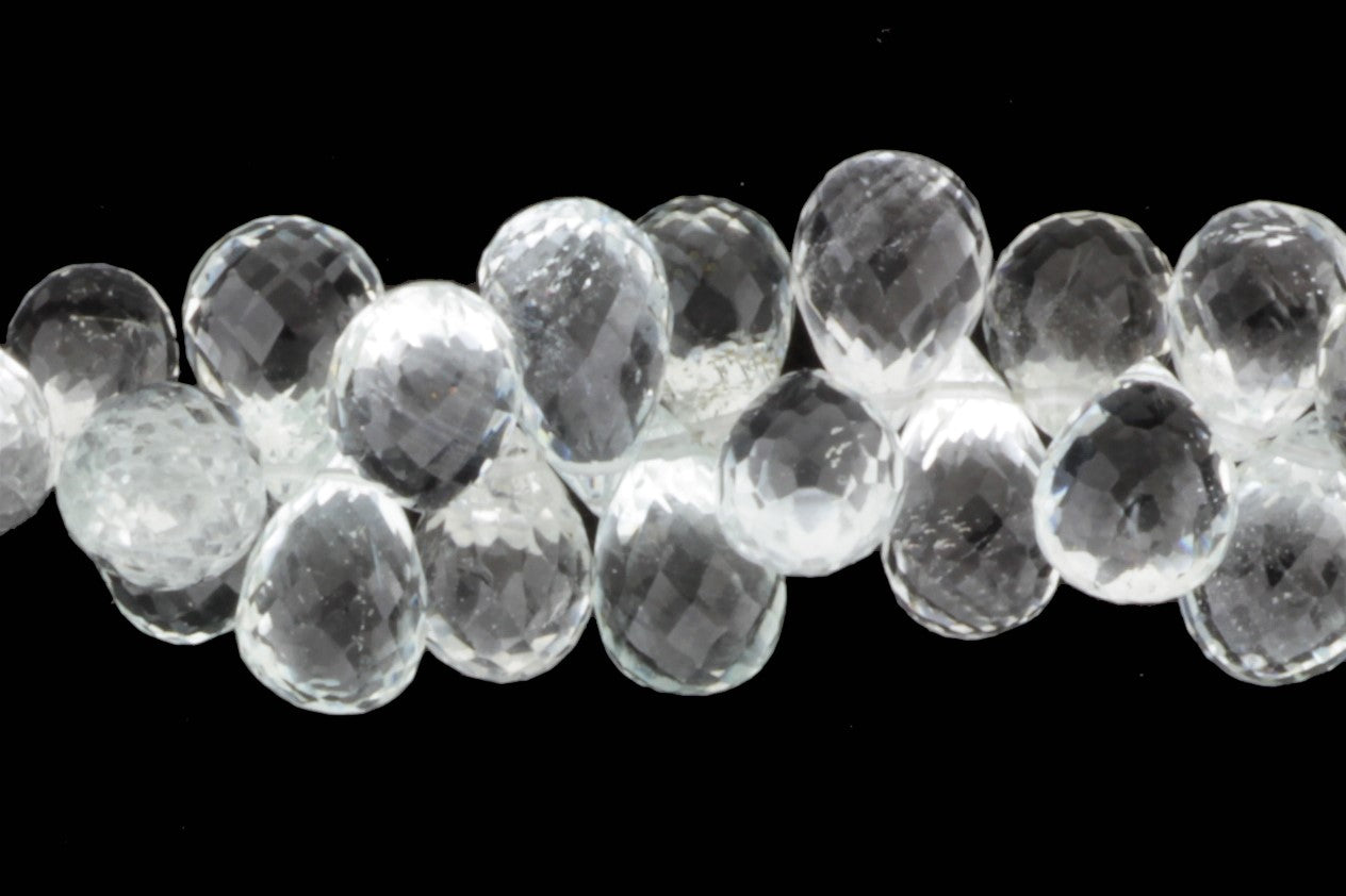 White Topaz 9x6mm Faceted Teardrop Briolettes
