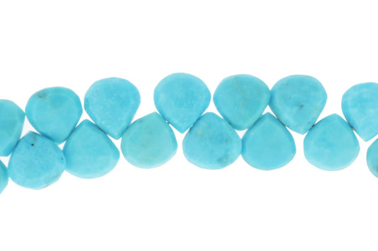 Natural Blue Turquoise 7mm Faceted Heart Shaped Briolettes