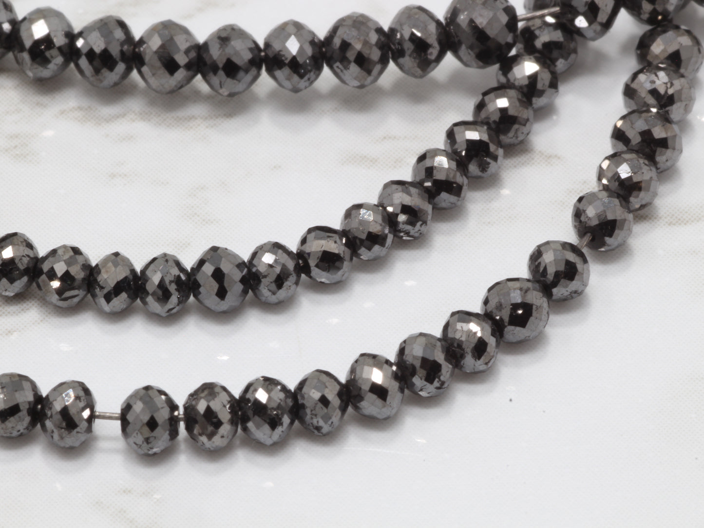 Black Diamond 2.5mm - 3.5mm Faceted Rondelles Bead Strand