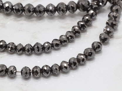 Black Diamond 2.5mm - 3.5mm Faceted Rondelles Bead Strand