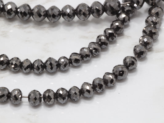 Black Diamond 2.5mm - 3.5mm Faceted Rondelles Bead Strand