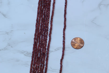 Red Garnet 3mm Faceted Rondelles