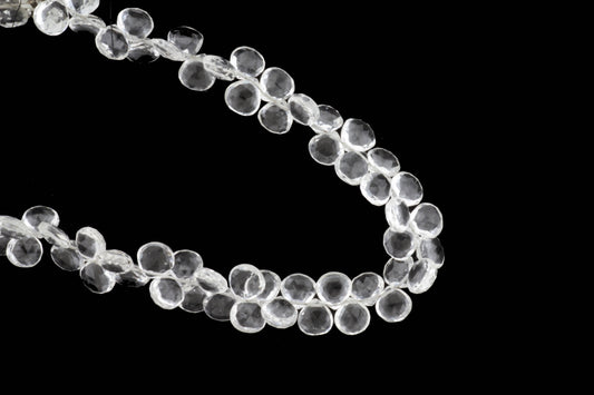 Clear Rock Crystal Quartz 6mm Faceted Heart Shaped Briolettes