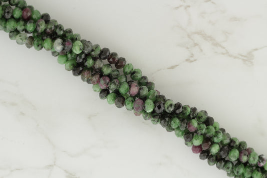 Green and Red Ruby Zoisite 5mm Faceted Rondelles