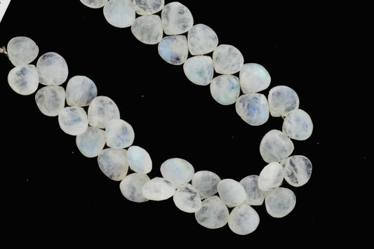Blue Rainbow Moonstone 11mm Faceted Heart Shaped Briolettes