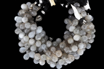 Gray Moonstone 10x7mm Faceted Teardrop Briolettes