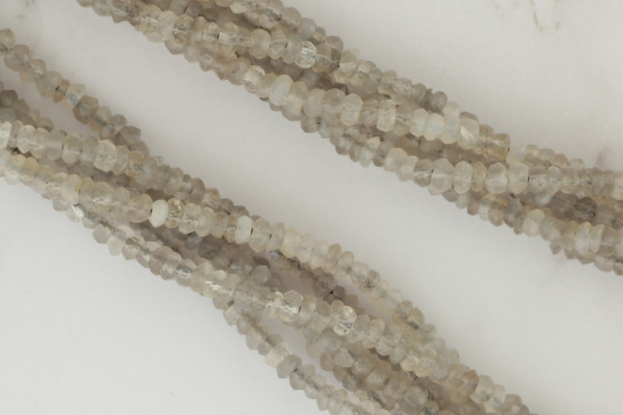 Gray Moonstone 2.5mm Faceted Rondelles