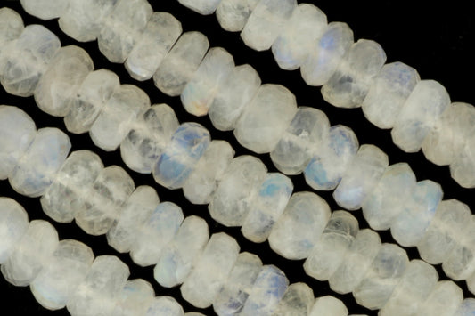 Blue Rainbow Moonstone 8mm Faceted Rondelles