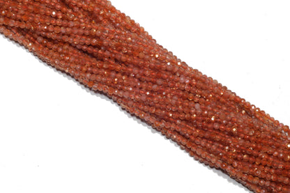 Orange Sunstone 2mm Faceted Rounds