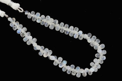 Blue Rainbow Moonstone 7x5mm Faceted Teardrop Briolettes