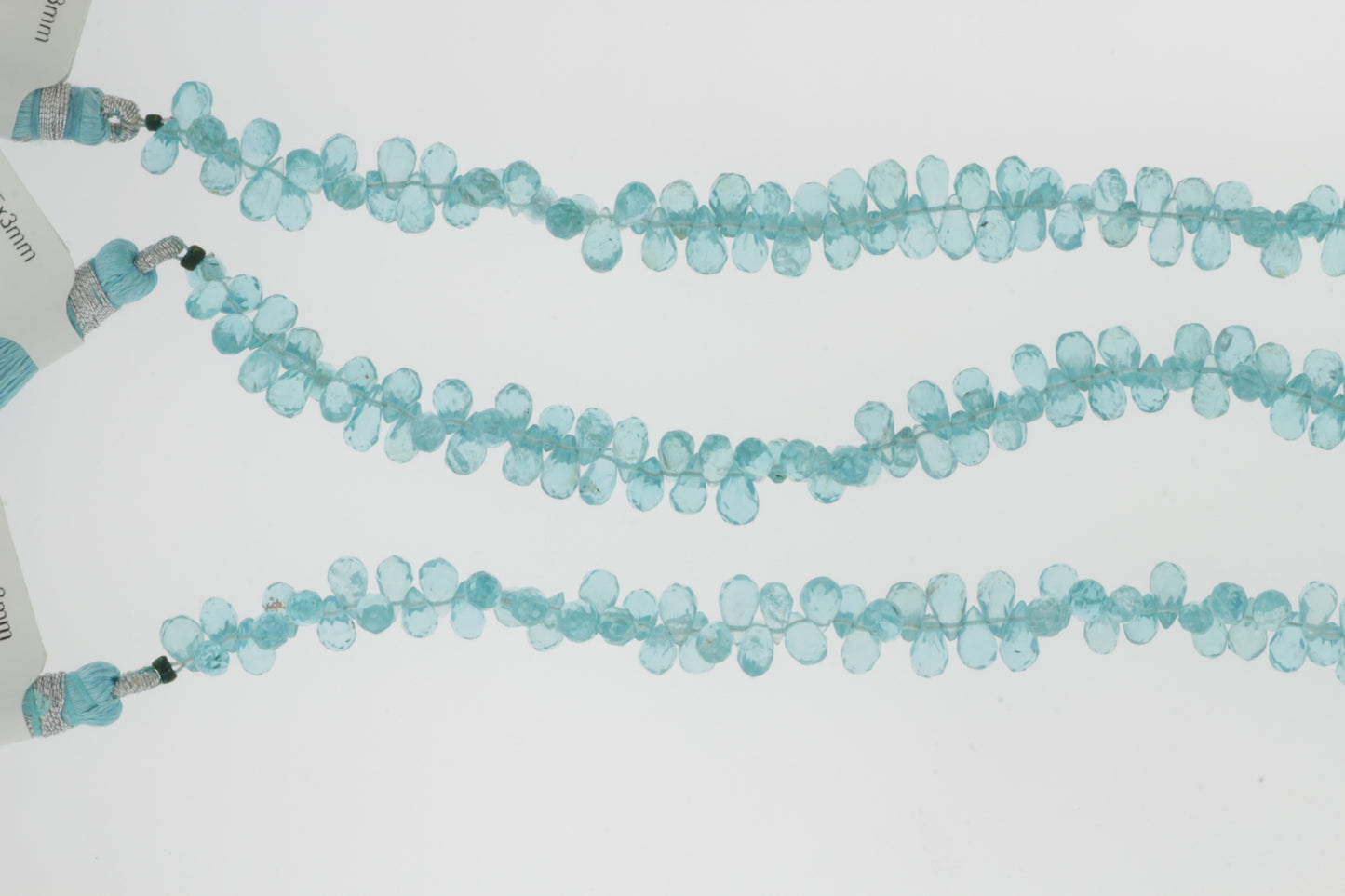 Sea Blue Apatite 5x3mm Faceted Teardrop Briolettes