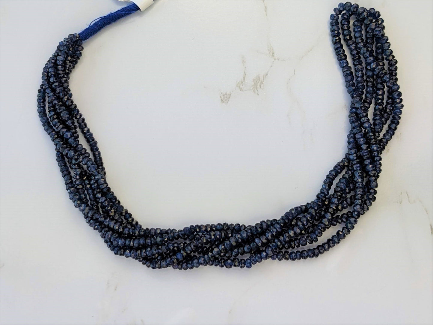 Deep Navy Blue Sapphire 2.5mm Faceted Rondelles